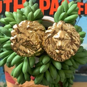 Large vintage lion head earrings